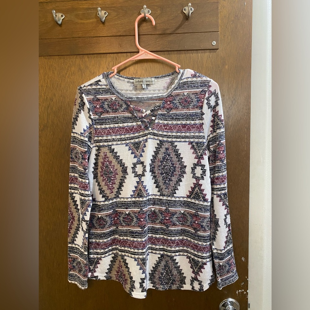 Tribal Print Long Sleeve Top